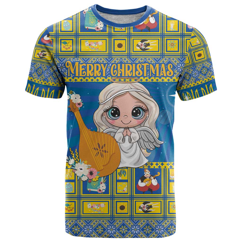 Personalized Ukraine Christmas T-Shirt Star of Bethlehem With Angle Funny Graphic Tee