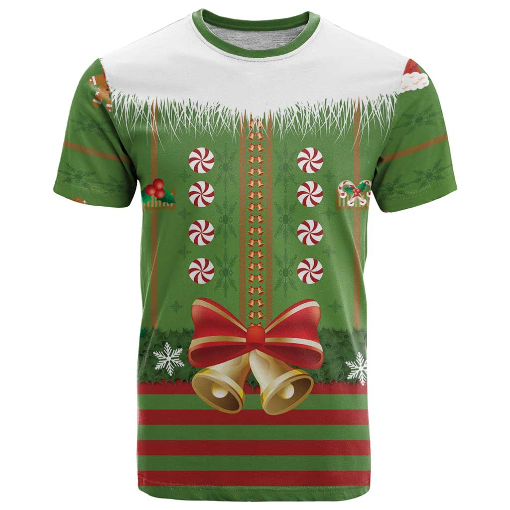 Christmas Costume Elf T-Shirt Santa Little Helper Green Graphic Tee