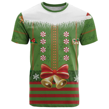 Christmas Costume Elf T-Shirt Santa Little Helper Green Graphic Tee