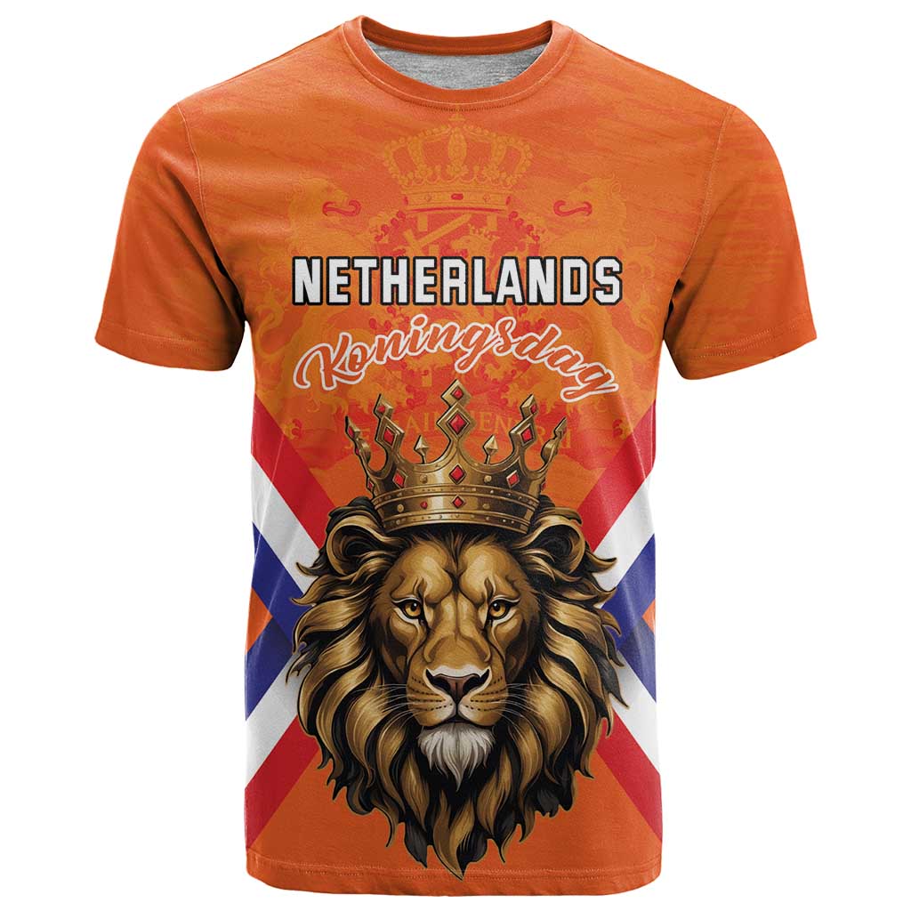 Personalized Netherlands King's Day T-Shirt Koningsdag Lion King With Crown Graphic Tee