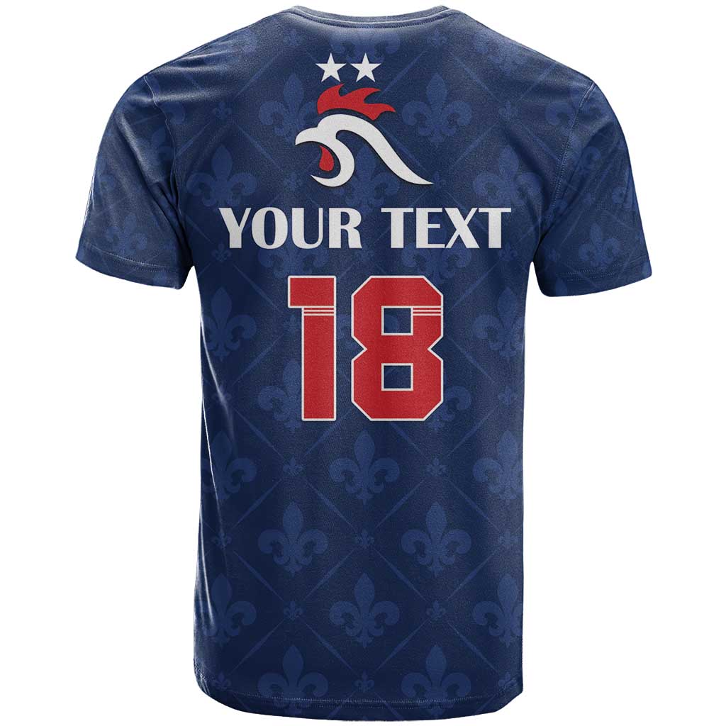 Custom France Football T-Shirt Les Bleus French Heraldry Pattern Graphic Tee
