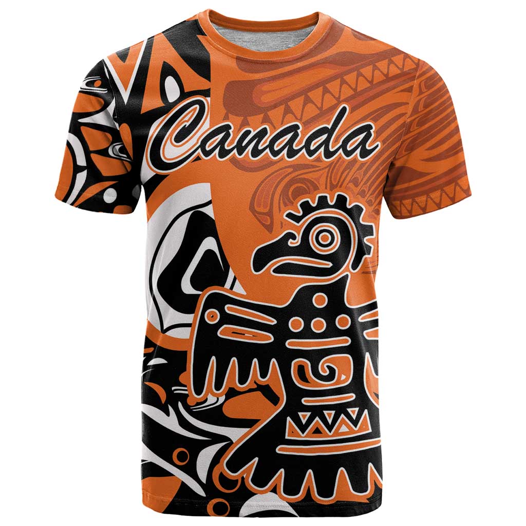 Personalized Canada Haida Eagle T-Shirt Orange Style Graphic Tee