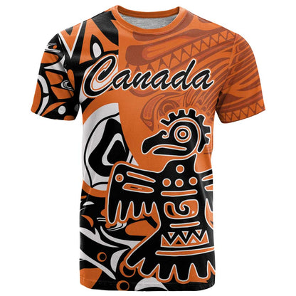 Personalized Canada Haida Eagle T-Shirt Orange Style Graphic Tee
