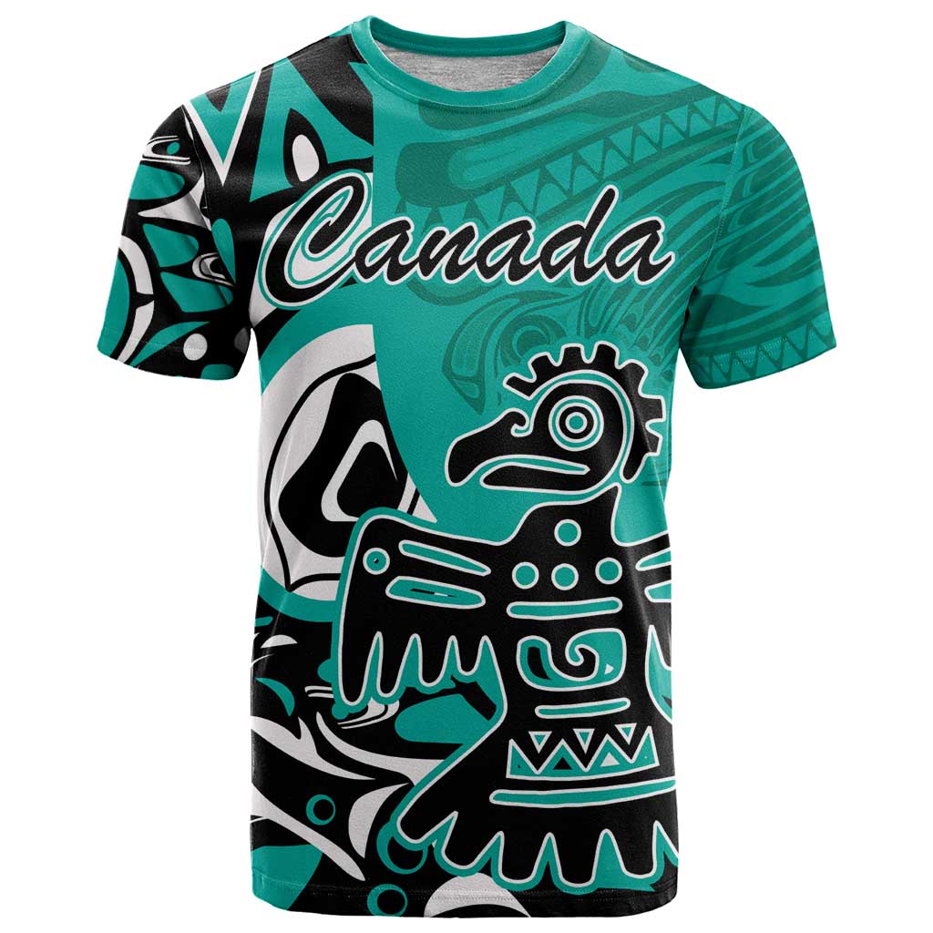 Personalized Canada Haida Eagle T-Shirt Turquoise Style Graphic Tee