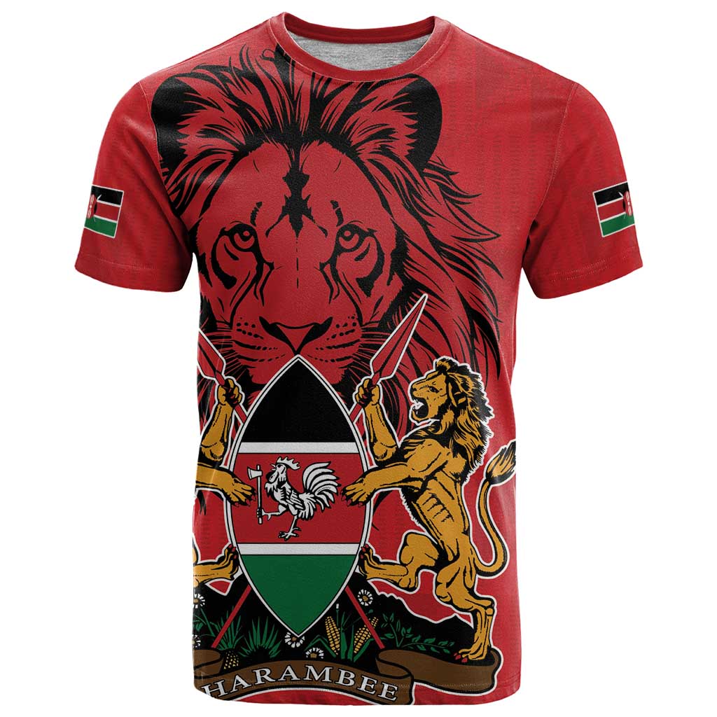 Kenya T-Shirt Coat Of Arms With Kente Patterns Graphic Tee