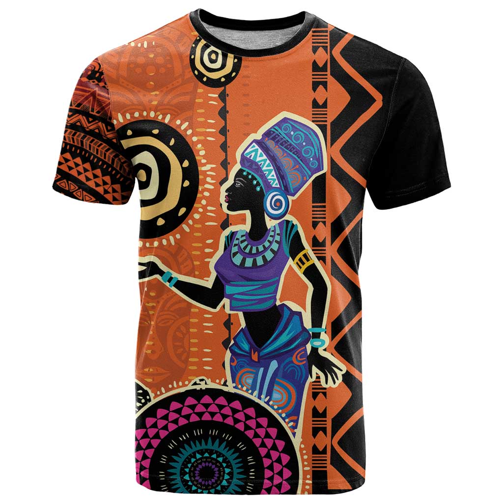 African Woman In Ethnic Dress T-Shirt Ethnic Geometric Patterns Graphic Tee