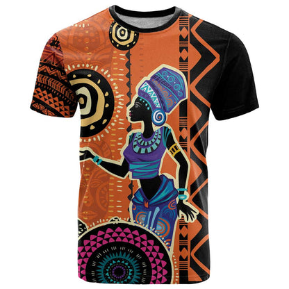 African Woman In Ethnic Dress T-Shirt Ethnic Geometric Patterns Graphic Tee