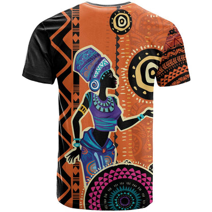 African Woman In Ethnic Dress T-Shirt Ethnic Geometric Patterns Graphic Tee