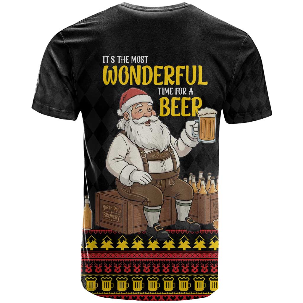 Funny Santa Claus T-Shirt It's The Most Wonderful Time For A Beer Graphic Tee
