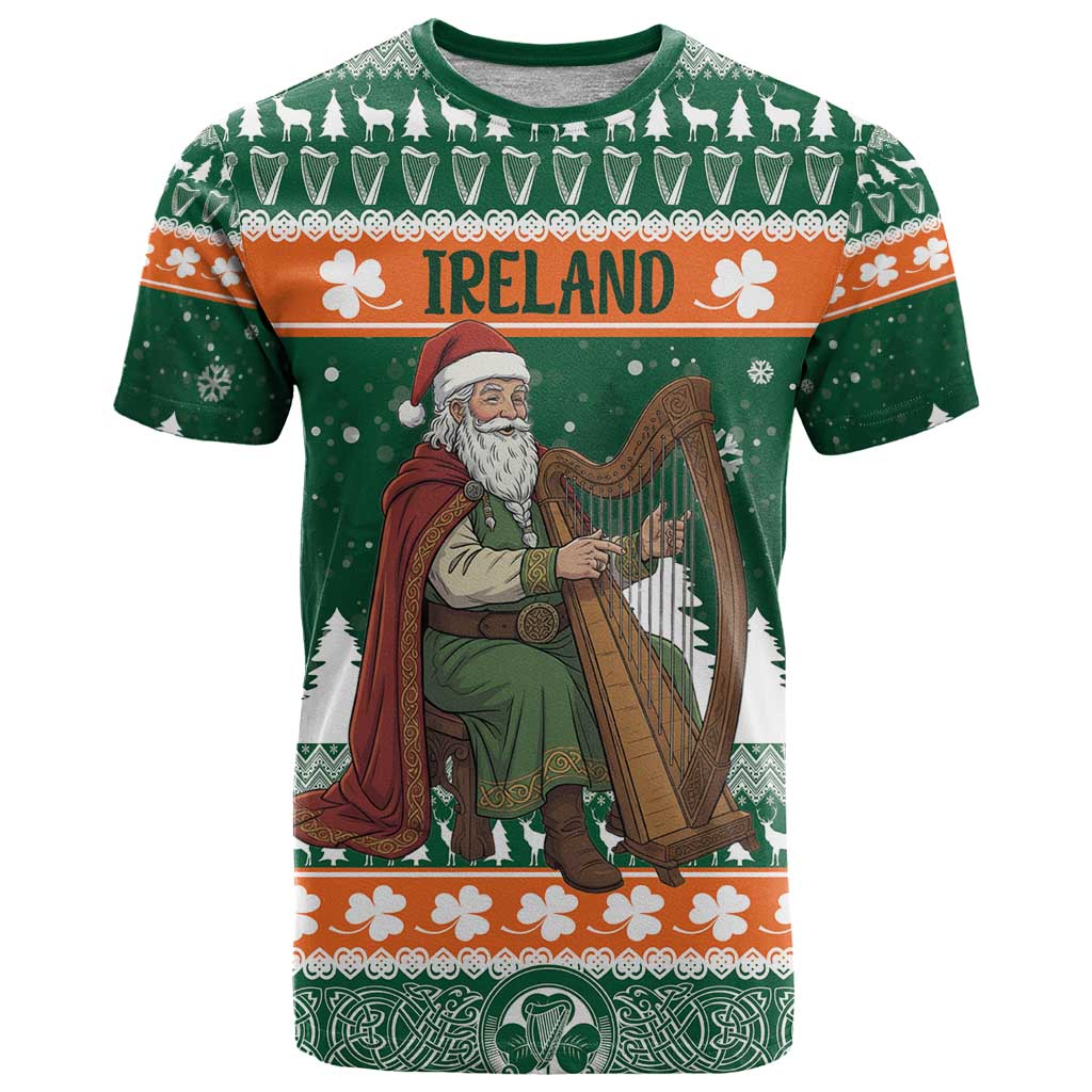 Ireland Christmas Personalized T-Shirt Daidi na Nollag With Irish Harp Graphic Tee