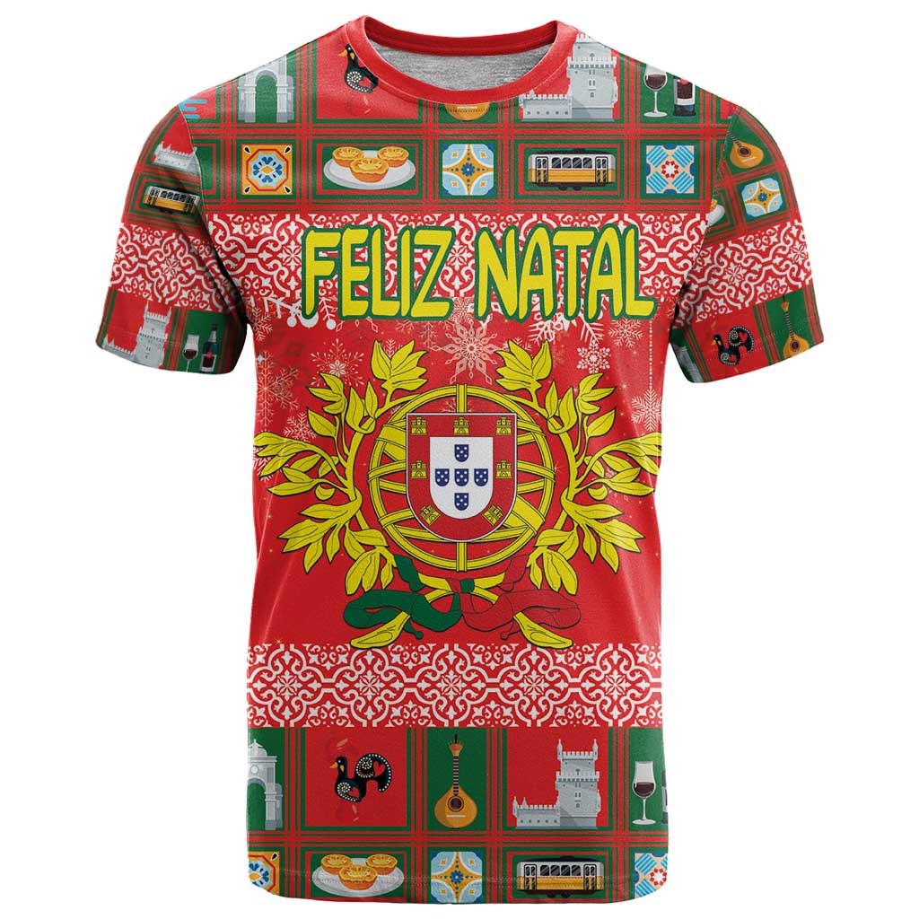 Personalized Portugal Christmas T-Shirt Coat Of Arms - Feliz Natal Graphic Tee