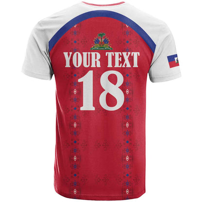 Custom Haiti Football T-Shirt Les Grenadiers Veve Haitian Vodou Red Version Graphic Tee