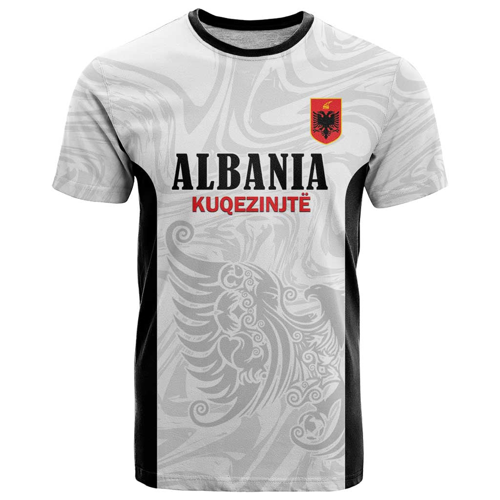 Custom Albania Football Pride T-Shirt Kuqezinjte Eagle White Version Graphic Tee