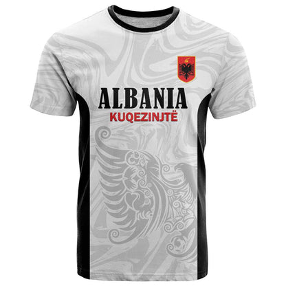 Custom Albania Football Pride T-Shirt Kuqezinjte Eagle White Version Graphic Tee
