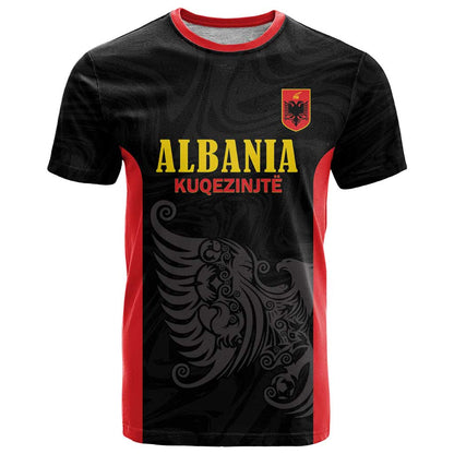Custom Albania Football Pride T-Shirt Kuqezinjte Eagle Black Version Graphic Tee