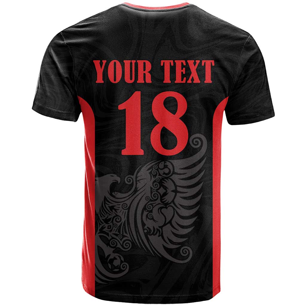 Custom Albania Football Pride T-Shirt Kuqezinjte Eagle Black Version Graphic Tee