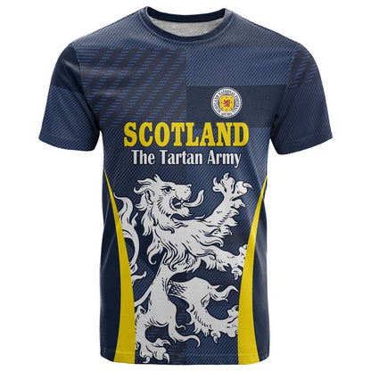 Custom Scotland Football T-Shirt Scottish Lion Rampant Tartan Fan Graphic Tee