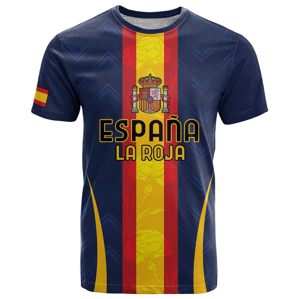 Custom Spain Football T-Shirt La Roja With Carnation Pattern Graphic Tee