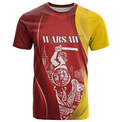 Warsaw Capital of Poland Personalized T-Shirt Syrenka Warszawska Sporty Style Graphic Tee