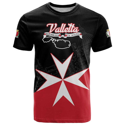 Personalized Malta Cross With Valletta Capital T-Shirt Graphic Tee