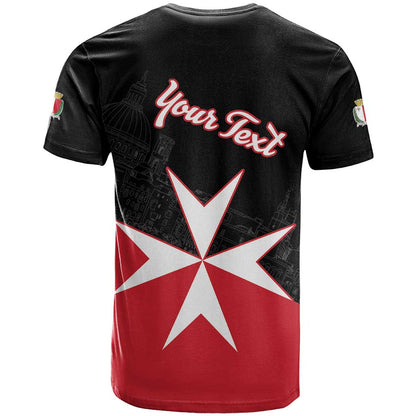Personalized Malta Cross With Valletta Capital T-Shirt Graphic Tee