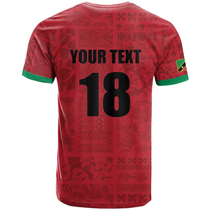 Custom Saint Kitts And Nevis Football T-Shirt Sugar Boyz Red Version Graphic Tee