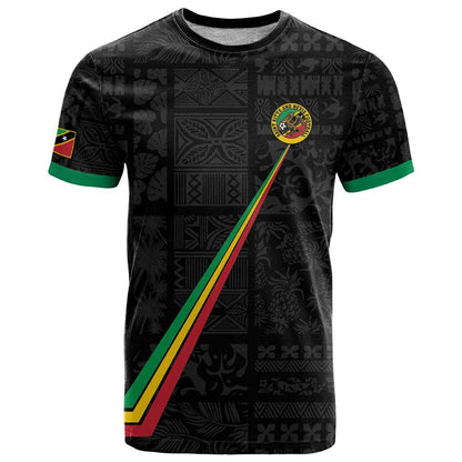 Custom Saint Kitts And Nevis Football T-Shirt Sugar Boyz Black Version Graphic Tee