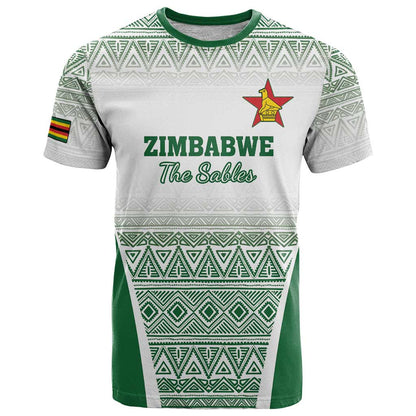 Custom Zimbabwe Rugby T-Shirt Sables African Patterns Graphic Tee