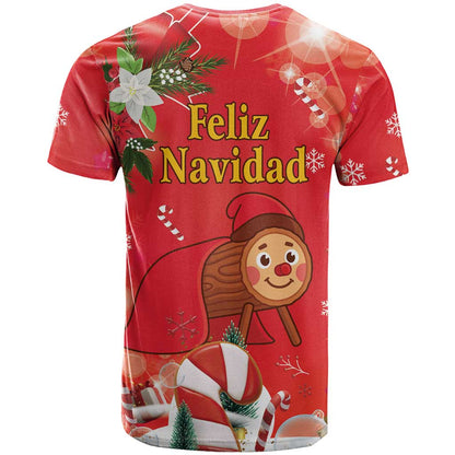 Spain Tio de Nadal Christmas T-Shirt Traditional Christmas Log Red Version Graphic Tee