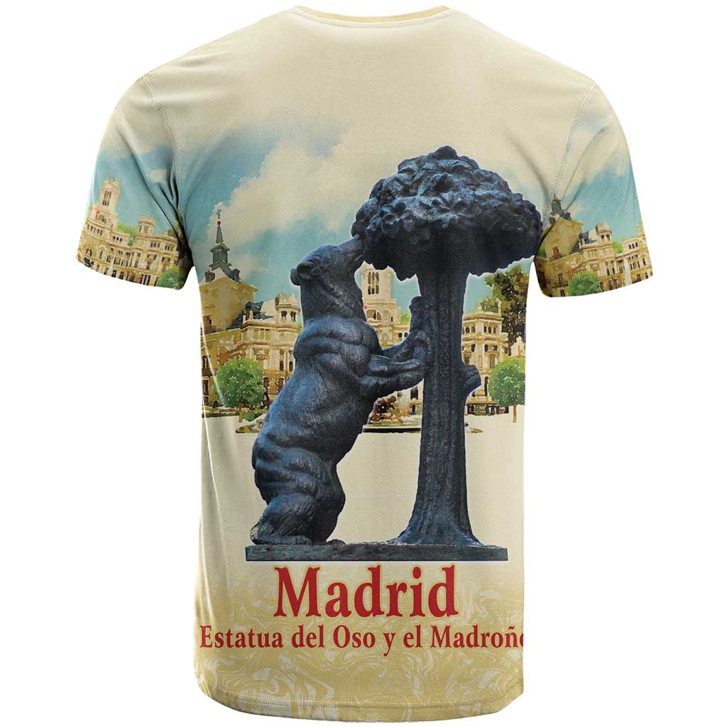 Spain El Oso y el Madrono T-Shirt Madrid City Watercolor Graphic Tee