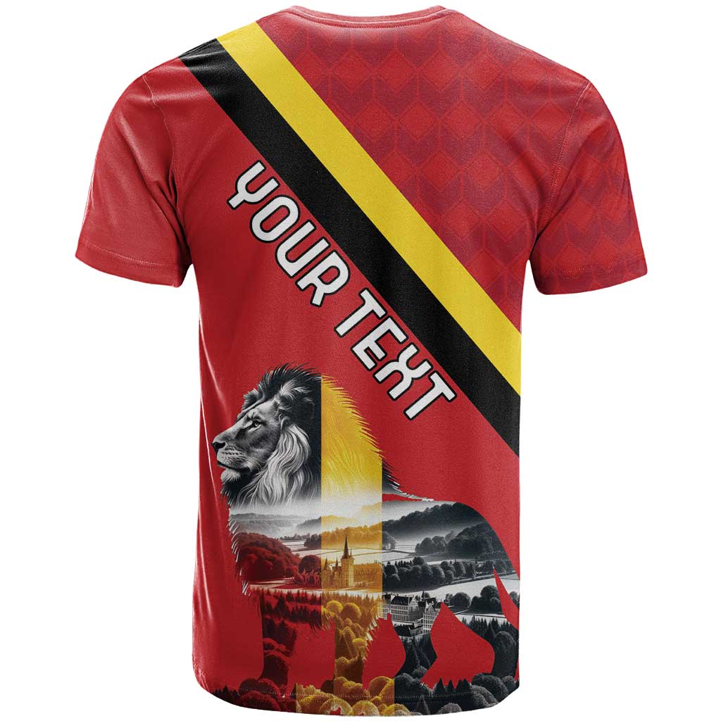 Personalized Belgium T-Shirt Lion Rampant With Belgium Flag Colors Graphic Tee