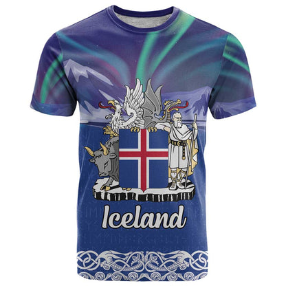 Iceland T-Shirt Icelandic Landscape Northern Lights Graphic Tee