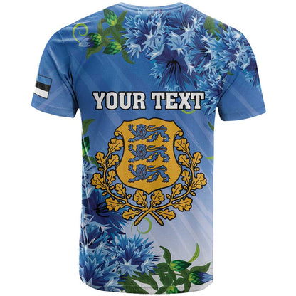 Personalized Estonia T-Shirt Barn Swallow Cornflower Flower Graphic Tee