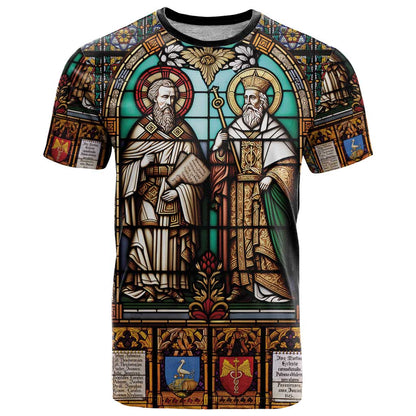 Happy Saints Cyril and Methodius Day T-Shirt Christian Stained-Glass Window Graphic Tee