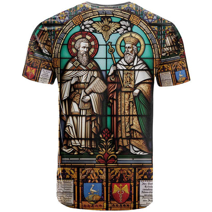 Happy Saints Cyril and Methodius Day T-Shirt Christian Stained-Glass Window Graphic Tee