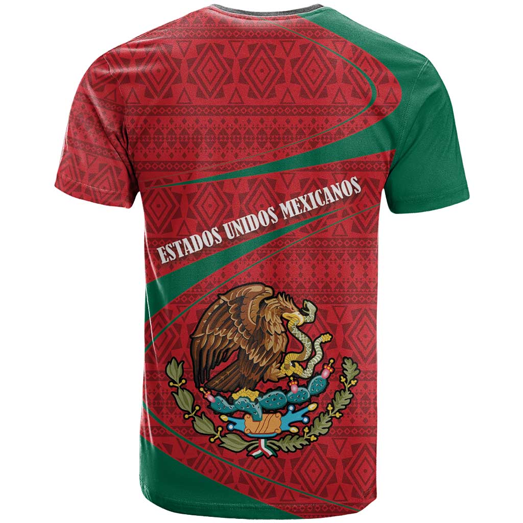 Mexico Coat Of Arms T-Shirt With Folk Pattern Graphic Tee