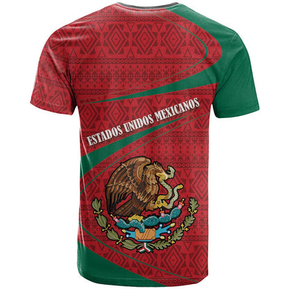 Mexico Coat Of Arms T-Shirt With Folk Pattern Graphic Tee