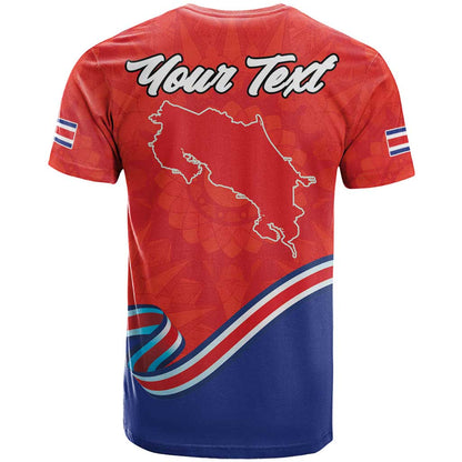Personalized Costa Rica Independence Day Since 1821 T-Shirt Folk Dancer with Folk Art Pattern Graphic Tee