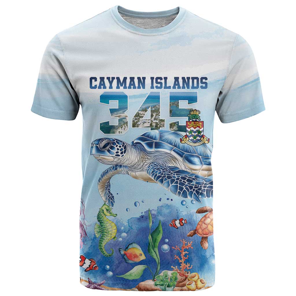 Personalized Cayman Islands 345 T-Shirt Watercolor Turtle Graphic Tee