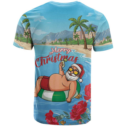 Monaco Christmas T-Shirt Swimming Santa Claus Graphic Tee