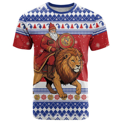 Armenia Christmas T-Shirt Santa Riding Lion Graphic Tee