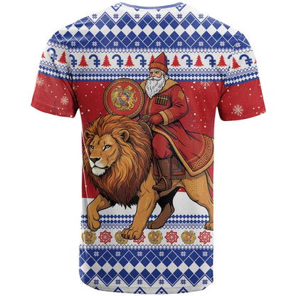 Armenia Christmas T-Shirt Santa Riding Lion Graphic Tee