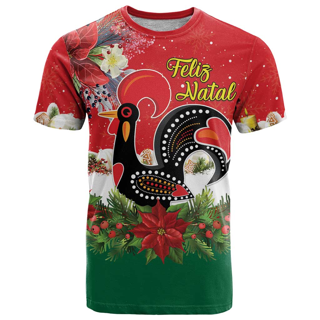 Portugal Christmas T-Shirt Rooster of Barcelos Christmas Lightning Art Graphic Tee