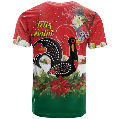Portugal Christmas T-Shirt Rooster of Barcelos Christmas Lightning Art Graphic Tee