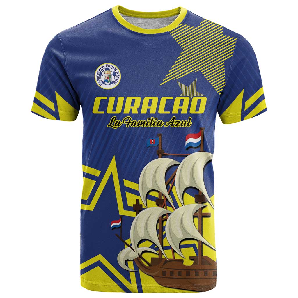 Curacao Football Pride Custom T-Shirt La Familia Azul Go Champions Graphic Tee