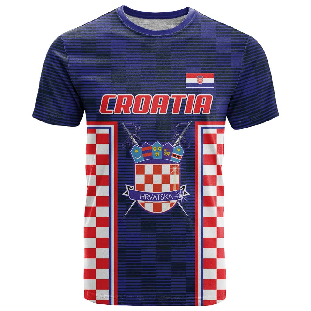 Custom Croatia Football T-Shirt Hrvatska Chessboard Heritage Graphic Tee