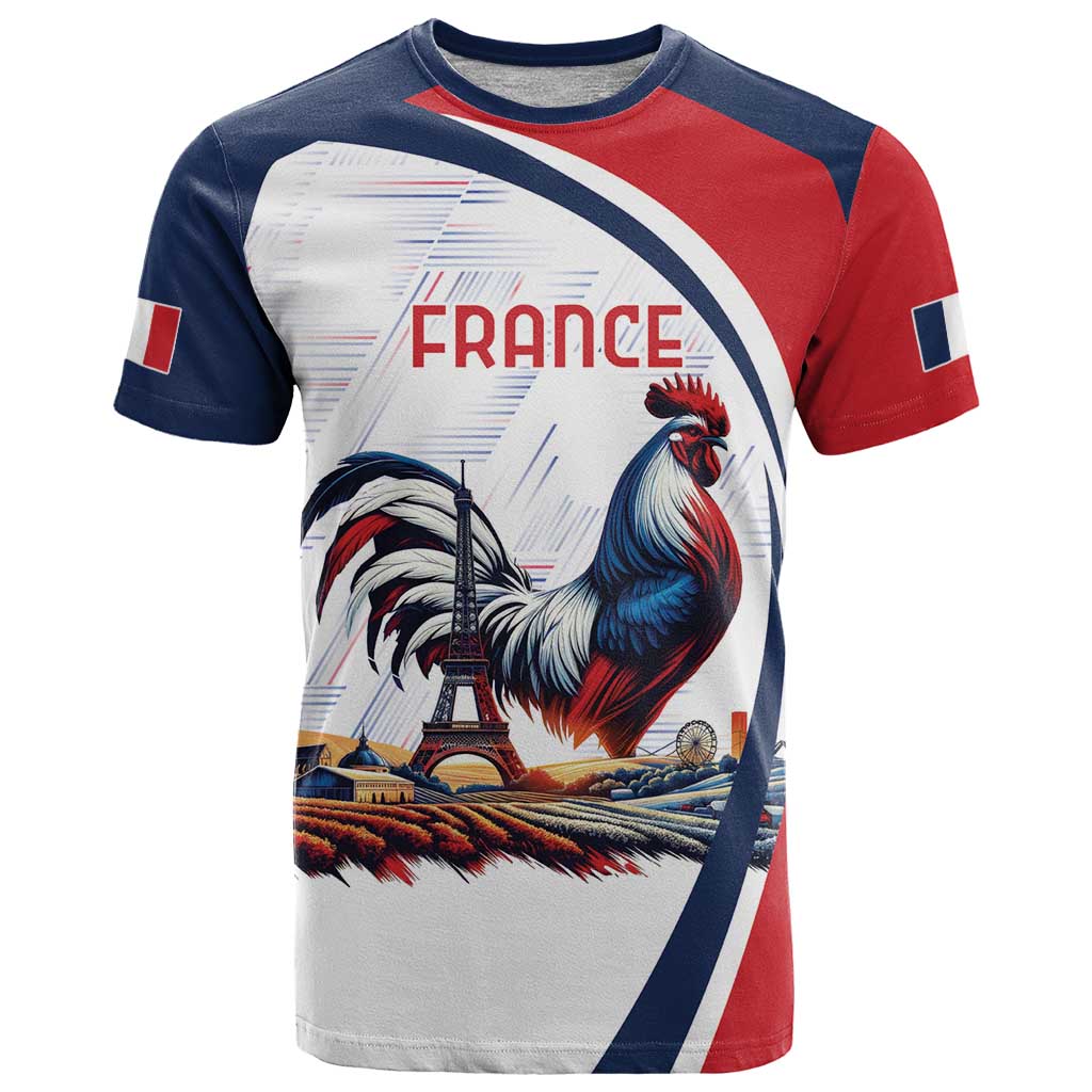 Personalized France T-Shirt French Rooster With Eiffel Tower Graphic Tee