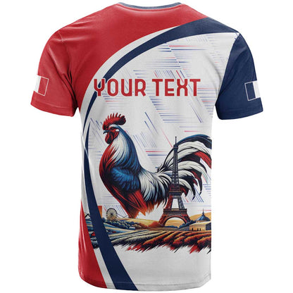 Personalized France T-Shirt French Rooster With Eiffel Tower Graphic Tee