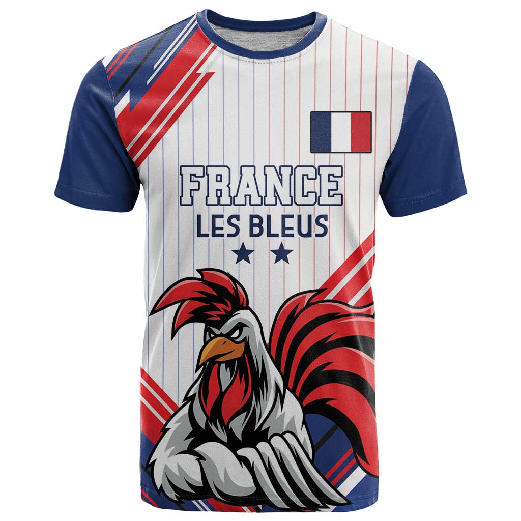 Custom French Football T-Shirt France Rooster Mascot Come On Champions Graphic Tee