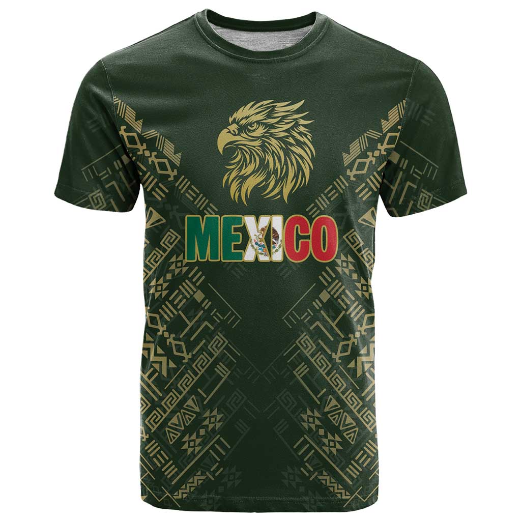 Custom Mexico Football T-Shirt Aztec Pattern Eagle Graphic Tee
